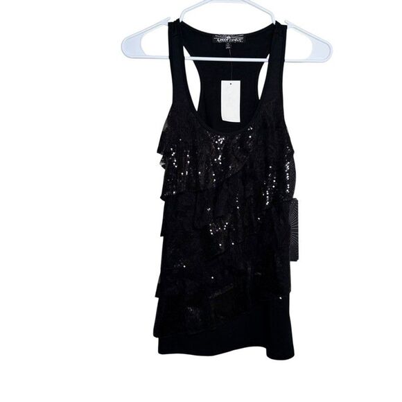 Almost Famous Tops - Almost Famous Tank Top Women's Medium Round Neck Ruffle Racerback NWT